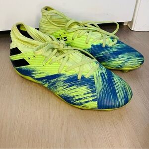 Adidas Nameziz Bright Green and Blue Soccer Cleats